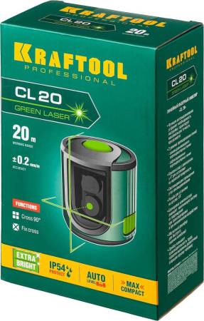 Зеленый лазерный нивелир KRAFTOOL CL 20 34701. Артикул 34701