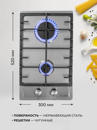 Варочная панель газовая LEX GVS 321 IX CHAO000218. Артикул CHAO000218