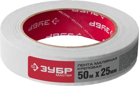 Малярный скотч креповый 25мм х 50м ЗУБР 12115-25. Артикул 12115-25