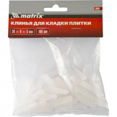 Клинья, 30х6х5мм, для кладки плитки, 100шт Matrix 88081. Артикул 88081