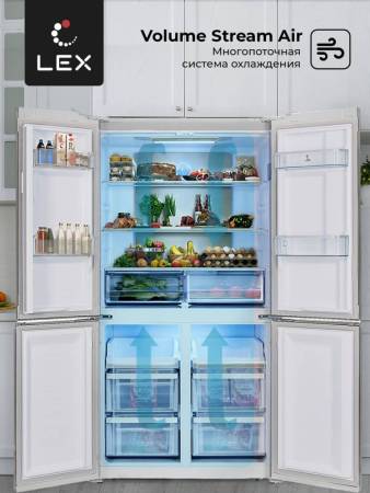 Холодильник  трехкамерный отдельностоящий с инвертором LEX LCD505WID CHHE000013. Артикул CHHE000013
