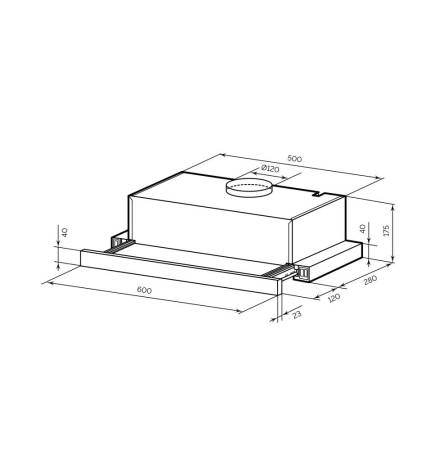 Вытяжка кухонная встраиваемая LEX HONVER 2M 600 INOX TRHI000002. Артикул TRHI000002