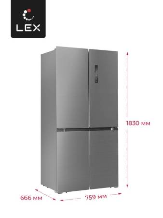 Холодильник  трехкамерный отдельностоящий с инвертором LEX LCD432GrID CHHE000016. Артикул CHHE000016