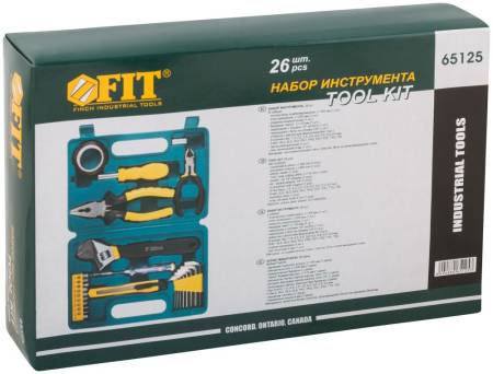 Набор инструмента 26 шт., пластиковый чемодан FIT 65125. Артикул 65125