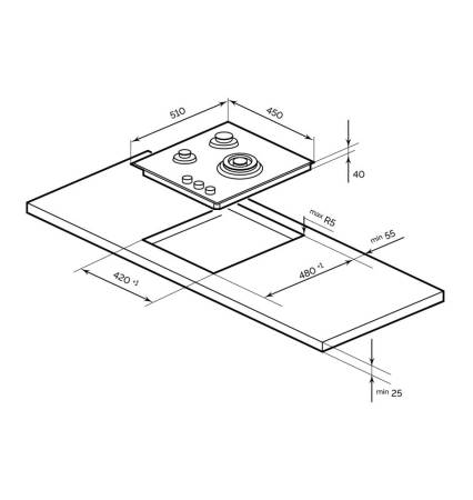 Варочная панель газовая LEX GVS 435 IX CHAO000457. Артикул CHAO000457