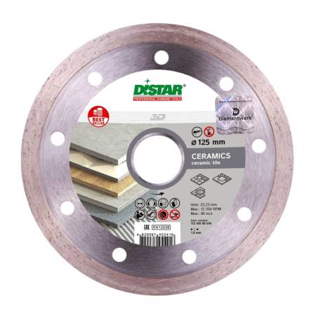 Круг алмазный отрезной 1A1R 125x1,5x8x22,23 Bestseller Ceramics DiStar 11315095010. Артикул 11315095010