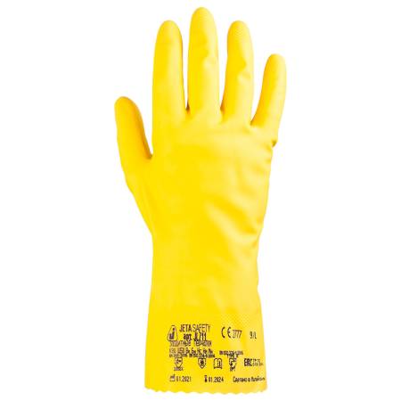 Латексные перчатки с хлопковым напылением JETA SAFETY JL711-L(Y). Артикул JL711-L(Y)