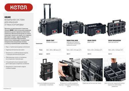 Ящик с крышкой KETER Gear tool box 22" 38371. Артикул 38371