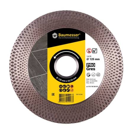 Круг алмазный отрезной 1A1R 125x2,0x8/20x22,23 Baumesser PRO Gres 91315538010. Артикул 91315538010