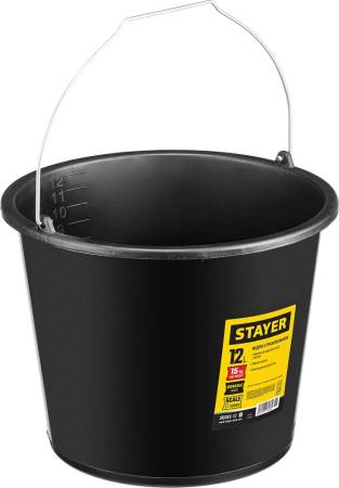 Ведро STAYER 12л строительное пластмассовое высокопрочное 06083-12_z01. Артикул 06083-12_z01