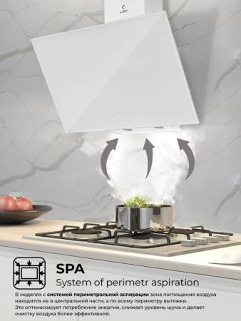 Вытяжка кухонная наклонная LEX Meta GS 600 White TRFE000006. Артикул TRFE000006