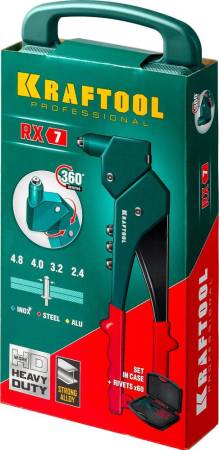 Поворотный KRAFTOOL RX-7 заклепочник 360° в кейсе 31176-H6_z01. Артикул 31176-H6_z01