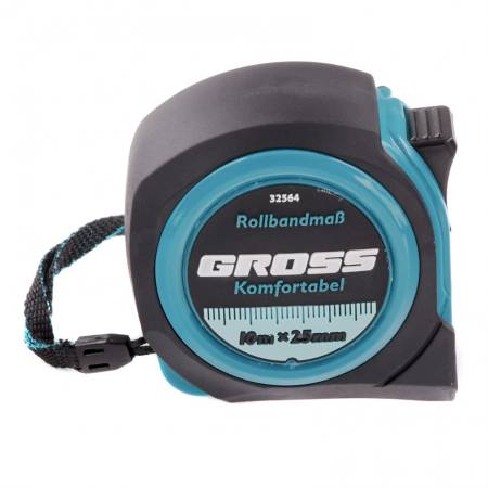 Рулетка Komfortabel 10 м х 25 мм, обрезиненный корпус Gross 32564. Артикул 32564