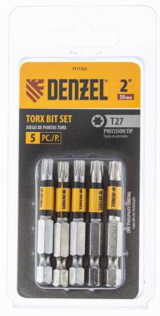 Набор бит, T27x50, 5 шт. Denzel 7711322. Артикул 7711322