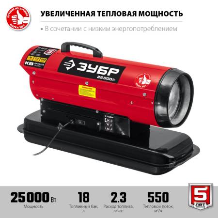 Дизельная тепловая пушка ЗУБР 25 кВт ДП-К8-25. Артикул ДП-К8-25
