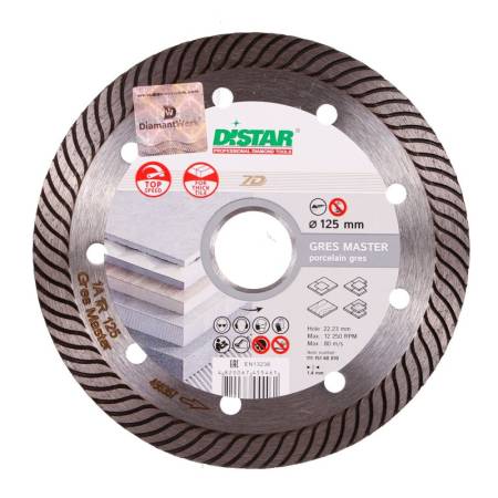Круг алмазный отрезной 1A1R 125x1,4x10x22,23 Gres Master DiStar 11115160010. Артикул 11115160010