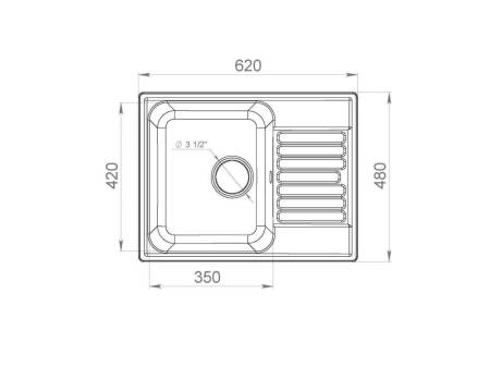 Мойка кухонная кварцевая LEX Garda 620 Space Gray RULE000018. Артикул RULE000018