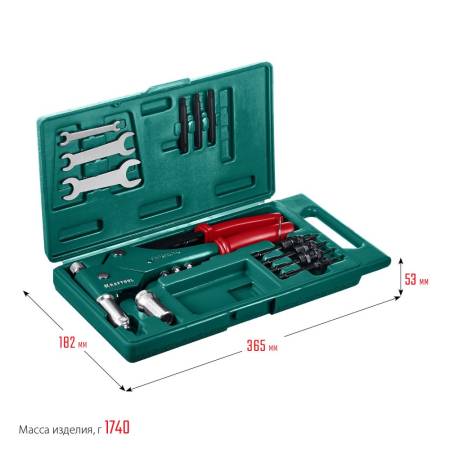 Комбинированный KRAFTOOL Combo3-M6 заклепочник поворотный 0-360° в кейсе 31178_z01. Артикул 31178_z01