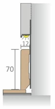 Плинтус алюминиевый скрытый без пятки Чёрный RAL 9005 ProDesign pdwbm. Артикул pdwbm