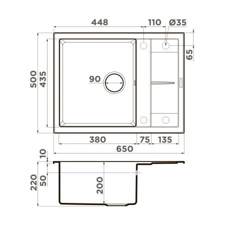 Кухонная мойка Omoikiri Sumi 65-PL Tetogranit/платина 4993675. Артикул 4993675