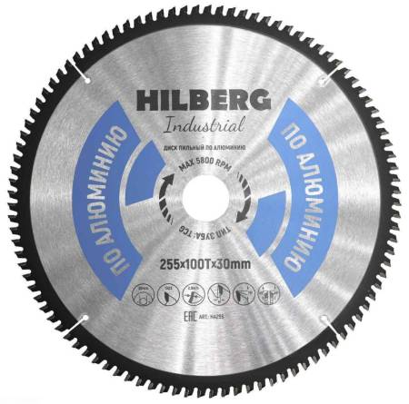 Диск пильный Hilberg Industrial Алюминий 255*30*100Т HA255. Артикул HA255