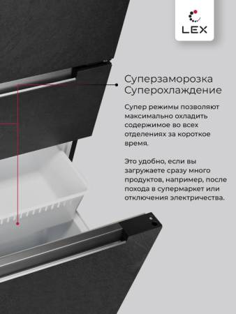 Холодильник четырехкамерный полувстраиваемый с инвертором LEX LFD424StGIDBI CHHE000018. Артикул CHHE000018