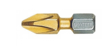 Бита PH1, 25мм, TIN, 1шт, Германия, WITTE 28421. Артикул 28421