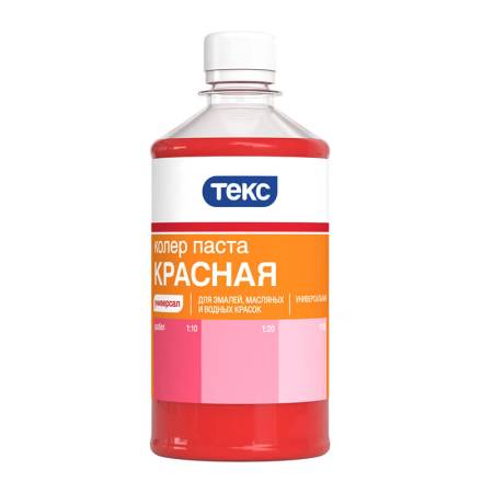 Колер для краски Текс универсальный красный (0,5 л). Артикул тов-023392