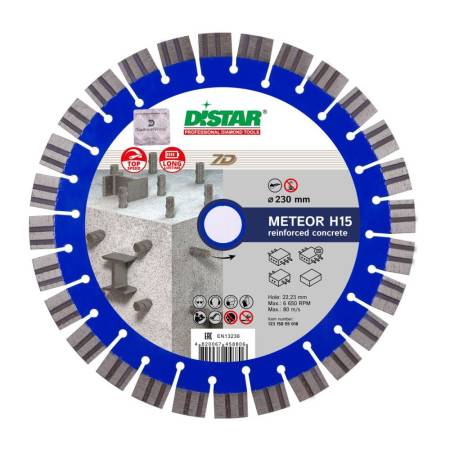 Круг алмазный отрезной 1A1RSS/C3-W 230x2,6/1,6x15x22,23-28 Meteor H15 DiStar 12315055018. Артикул 12315055018