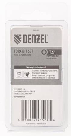 Набор бит, T27x50, 5 шт. Denzel 7711322. Артикул 7711322