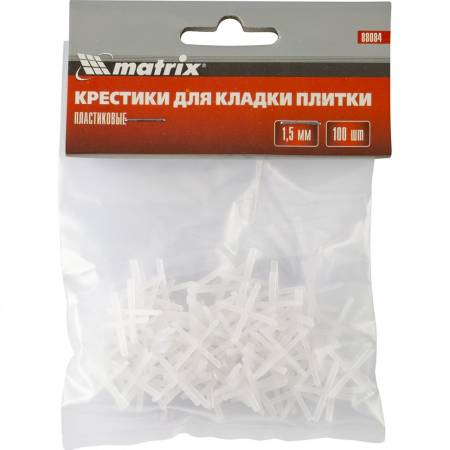 Крестики, 1,5 мм, для кладки плитки, 100 шт Matrix 88084. Артикул 88084