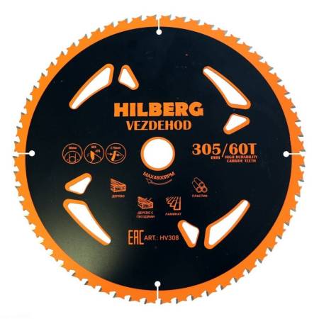 Диск пильный Hilberg Vezdehod 305*30*60Т*7 HV308. Артикул HV308
