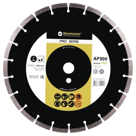 Круг алмазный отрезной 1A1RSS/C3-H 300x3,0/2,0x10x25,4-22 F4 Baumesser Asphalt Pro 94320005022. Артикул 94320005022