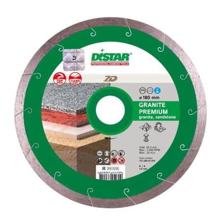 Круг алмазный отрезной 1A1R 200x1,8x10x25,4 Granite Premium DiStar 11320061015. Артикул 11320061015