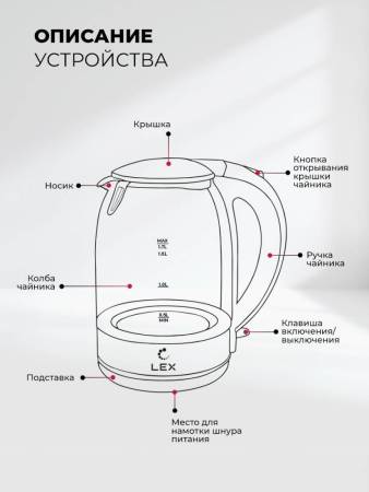 Чайник электрический LEX LXK 3005-1 LXK3005-1. Артикул LXK3005-1