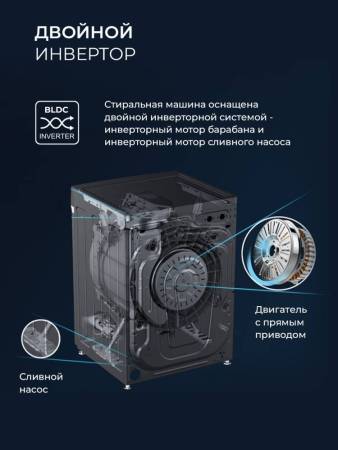 Стирально-сушильная машина с инвертором и паром LEX LWM12812BLIDD color CHSK100021. Артикул CHSK100021