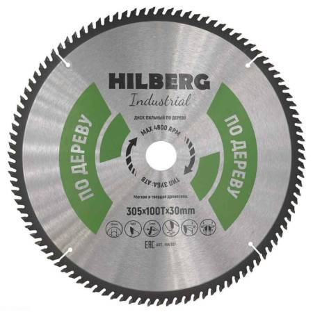 Диск пильный Hilberg Industrial Дерево 305*30*100Т HW307. Артикул HW307