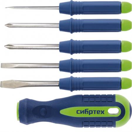 Отвертка со сменными насадками, 5 шт, CrV Сибртех 13384. Артикул 13384