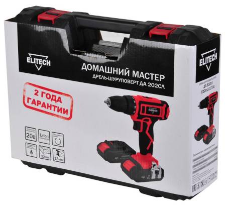 Дрель аккумуляторная ELITECH ДМ ДА 202СЛ (E2201.017.01) 202415. Артикул 202415