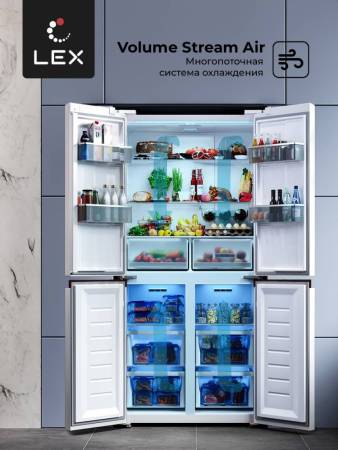 Холодильник  трехкамерный отдельностоящий с инвертором LEX LCD450WGID CHHE000029. Артикул CHHE000029