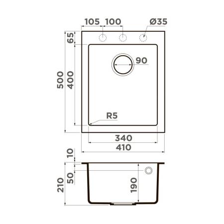 Кухонная мойка Omoikiri Bosen 41-BL Tetogranit/черный 4993141. Артикул 4993141