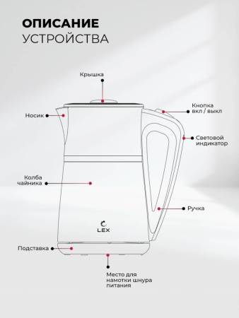Чайник электрический LEX LXK 30020-4 LXK30020-4. Артикул LXK30020-4