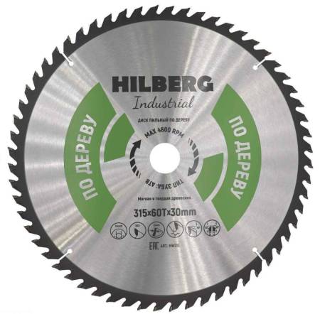Диск пильный Hilberg Industrial Дерево 315*30*60Т HW315. Артикул HW315