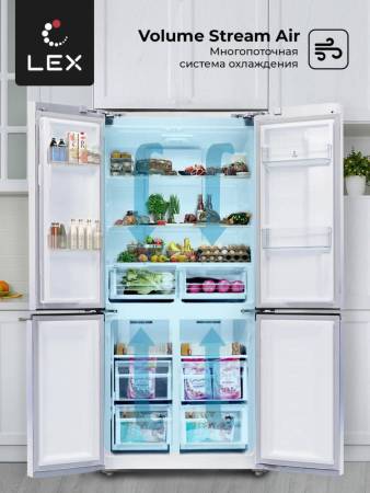 Холодильник  трехкамерный отдельностоящий с инвертором LEX LCD432WID CHHE000015. Артикул CHHE000015