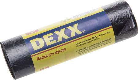 Мусорные мешки DEXX 60л 20шт чёрные 39150-60. Артикул 39150-60