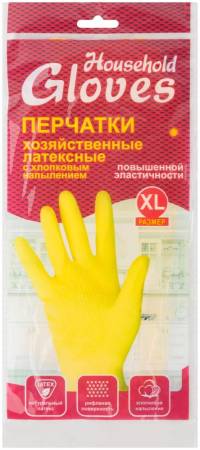 Перчатки хозяйственные латексные, внутреннее напыление, размер XL 12410. Артикул 12410