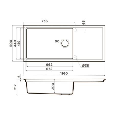 Кухонная мойка Omoikiri Sintesi 116-CN Artceramic/canyon 4997122. Артикул 4997122