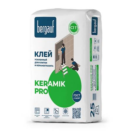 Клей для плитки Bergauf Keramik Pro С1T, усиленный (25 кг). Артикул тов-167957