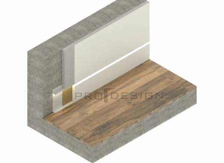 Плинтус алюминиевый скрытый анодированный с пяткой Матовый хром ProDesign pdus. Артикул pdus