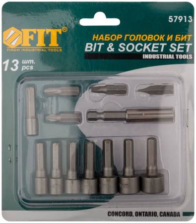 Набор бит и головок 13 шт. FIT 57913. Артикул 57913